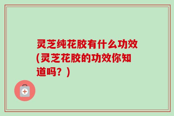 灵芝纯花胶有什么功效(灵芝花胶的功效你知道吗？)