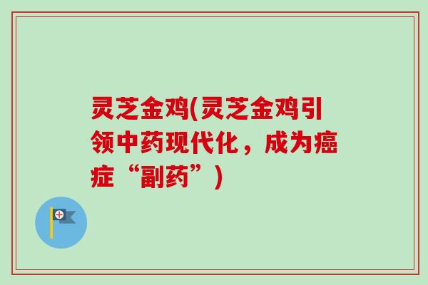 灵芝金鸡(灵芝金鸡引领现代化，成为症“副药”)
