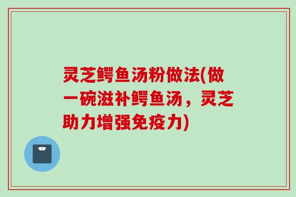 灵芝鳄鱼汤粉做法(做一碗滋补鳄鱼汤，灵芝助力增强免疫力)