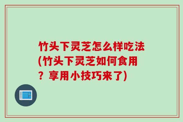 竹头下灵芝怎么样吃法(竹头下灵芝如何食用？享用小技巧来了)