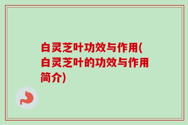 白灵芝叶功效与作用(白灵芝叶的功效与作用简介)