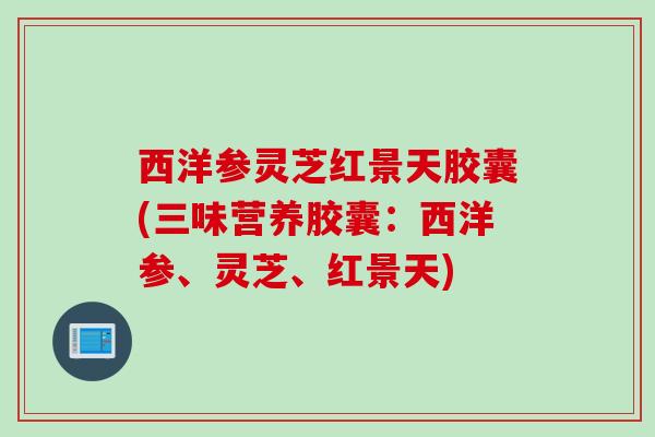 西洋参灵芝红景天胶囊(三味营养胶囊：西洋参、灵芝、红景天)