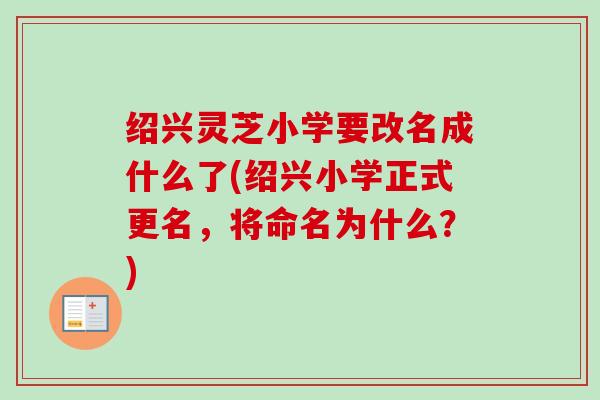绍兴灵芝小学要改名成什么了(绍兴小学正式更名,将命名为什么?) 绍兴灵芝小学要改名成什么了(绍兴小学正式更名,将命名为什么?)
