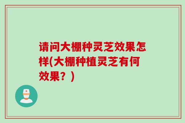 请问大棚种灵芝效果怎样(大棚种植灵芝有何效果？)