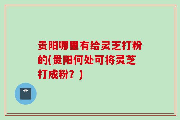 贵阳哪里有给灵芝打粉的(贵阳何处可将灵芝打成粉？)