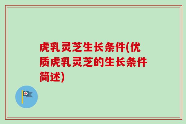 虎乳灵芝生长条件(优质虎乳灵芝的生长条件简述) 虎乳灵芝生长条件(优质虎乳灵芝的生长条件简述)