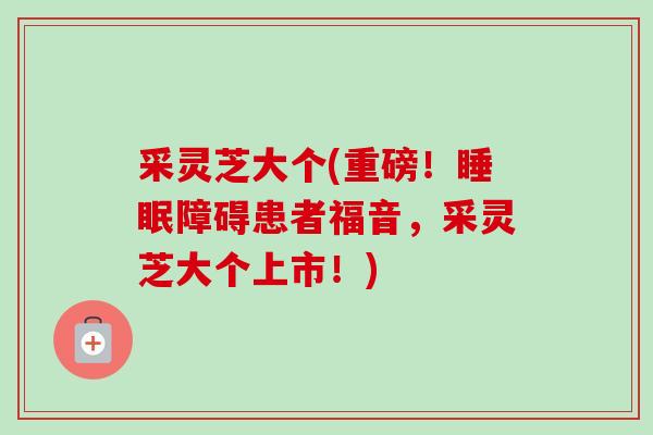 采灵芝大个(重磅！障碍患者福音，采灵芝大个上市！)