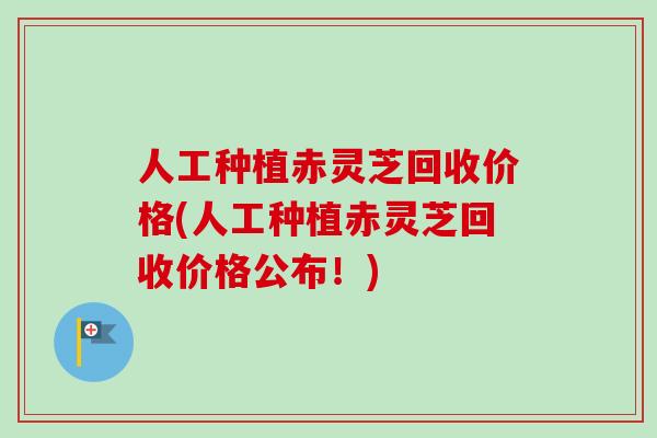 人工种植赤灵芝回收价格(人工种植赤灵芝回收价格公布！)