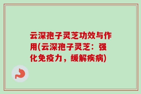 云深孢子灵芝功效与作用(云深孢子灵芝：强化免疫力，缓解疾病)