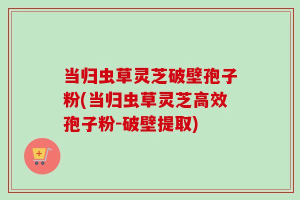 当归虫草灵芝破壁孢子粉(当归虫草灵芝高效孢子粉-破壁提取)