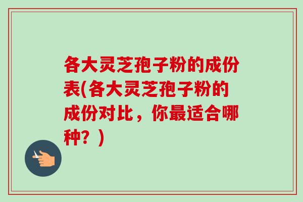 各大灵芝孢子粉的成份表(各大灵芝孢子粉的成份对比，你最适合哪种？)
