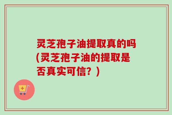 灵芝孢子油提取真的吗(灵芝孢子油的提取是否真实可信？)