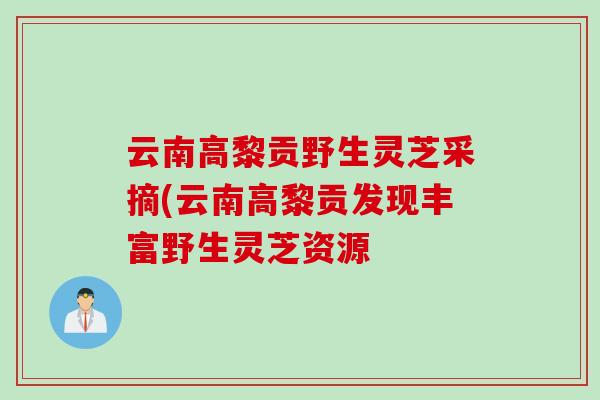 云南高黎贡野生灵芝采摘(云南高黎贡发现丰富野生灵芝资源 云南高黎贡野生灵芝采摘(云南高黎贡发现丰富野生灵芝资源