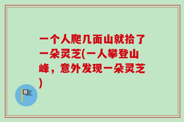 一个人爬几面山就拾了一朵灵芝(一人攀登山峰，意外发现一朵灵芝)