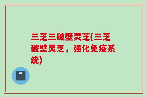 三芝三破壁灵芝(三芝破壁灵芝，强化免疫系统)