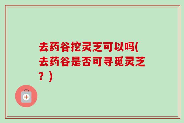 去药谷挖灵芝可以吗(去药谷是否可寻觅灵芝?) 去药谷挖灵芝可以吗(去药谷是否可寻觅灵芝?)
