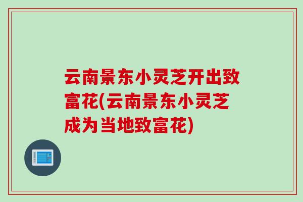 云南景东小灵芝开出致富花(云南景东小灵芝成为当地致富花)
