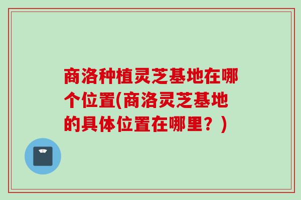 商洛种植灵芝基地在哪个位置(商洛灵芝基地的具体位置在哪里？)