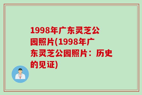 1998年广东灵芝公园照片(1998年广东灵芝公园照片：历史的见证)