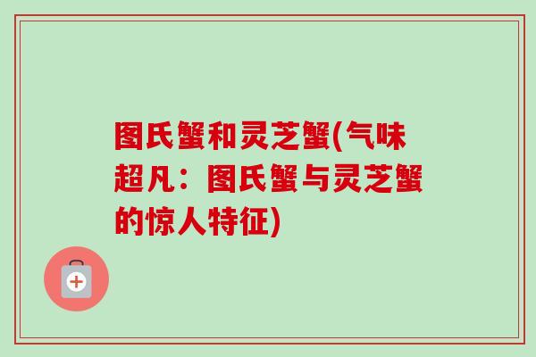 图氏蟹和灵芝蟹(气味超凡:图氏蟹与灵芝蟹的惊人特征) 图氏蟹和灵芝蟹(气味超凡:图氏蟹与灵芝蟹的惊人特征)