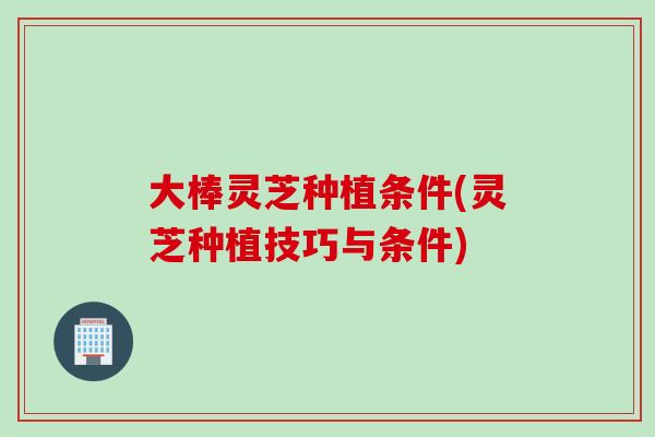 大棒灵芝种植条件(灵芝种植技巧与条件)