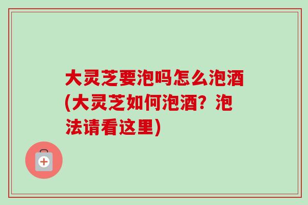 大灵芝要泡吗怎么泡酒(大灵芝如何泡酒？泡法请看这里)