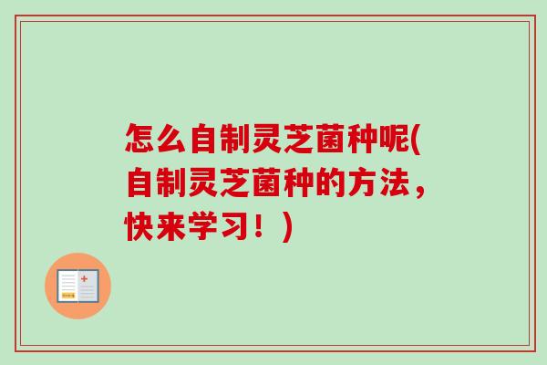 怎么自制灵芝菌种呢(自制灵芝菌种的方法，快来学习！)