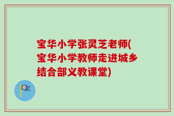 宝华小学张灵芝老师(宝华小学教师走进城乡结合部义教课堂)