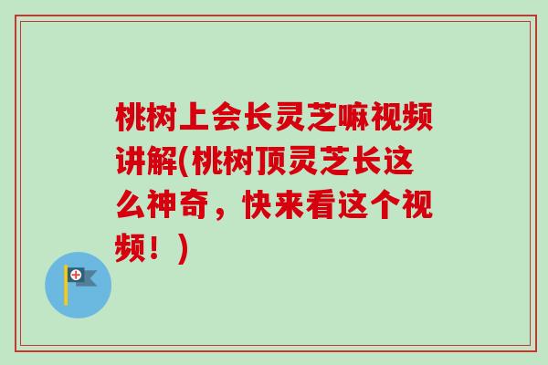 桃树上会长灵芝嘛视频讲解(桃树顶灵芝长这么神奇，快来看这个视频！)