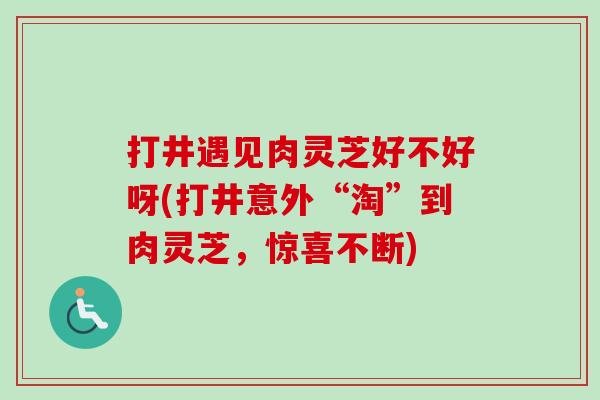 打井遇见肉灵芝好不好呀(打井意外“淘”到肉灵芝，惊喜不断)