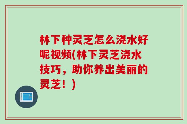 林下种灵芝怎么浇水好呢视频(林下灵芝浇水技巧，助你养出美丽的灵芝！)