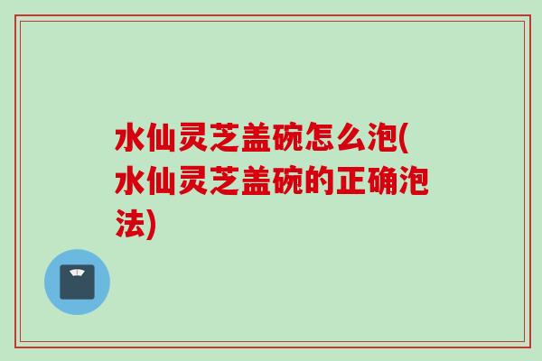 水仙灵芝盖碗怎么泡(水仙灵芝盖碗的正确泡法)