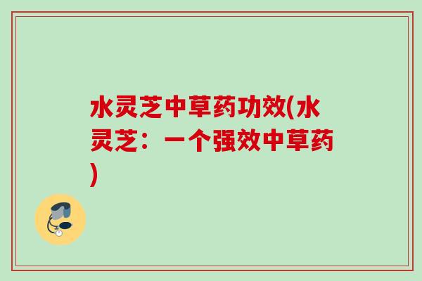 水灵芝中草药功效(水灵芝：一个强效中草药)