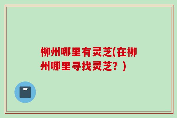 柳州哪里有灵芝(在柳州哪里寻找灵芝?) 柳州哪里有灵芝(在柳州哪里寻找灵芝?)