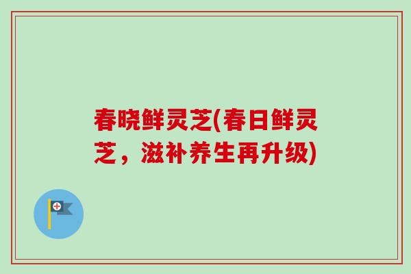 春晓鲜灵芝(春日鲜灵芝，滋补养生再升级)