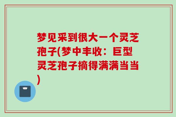 梦见采到很大一个灵芝孢子(梦中丰收：巨型灵芝孢子摘得满满当当)