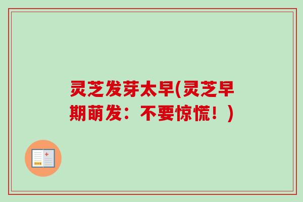 灵芝发芽太早(灵芝早期萌发：不要惊慌！)