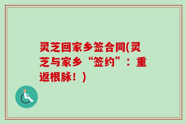 灵芝回家乡签合同(灵芝与家乡“签约”：重返根脉！)
