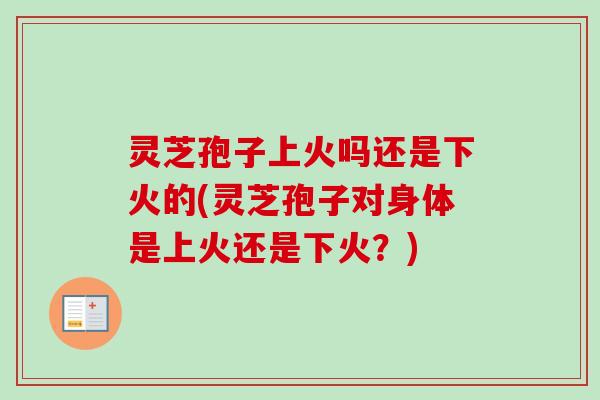 灵芝孢子上火吗还是下火的(灵芝孢子对身体是上火还是下火?) 灵芝孢子上火吗还是下火的(灵芝孢子对身体是上火还是下火?)