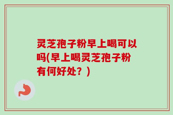 灵芝孢子粉早上喝可以吗(早上喝灵芝孢子粉有何好处？)