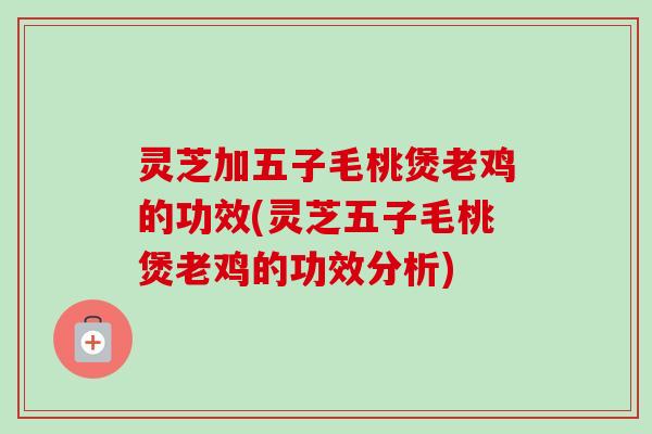 灵芝加五子毛桃煲老鸡的功效(灵芝五子毛桃煲老鸡的功效分析)