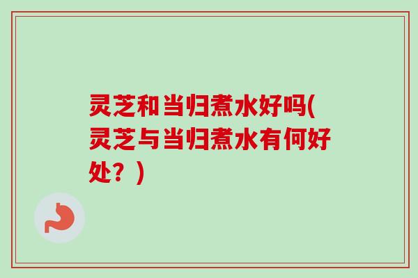 灵芝和当归煮水好吗(灵芝与当归煮水有何好处？)