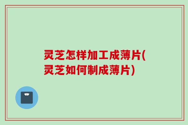 灵芝怎样加工成薄片(灵芝如何制成薄片)