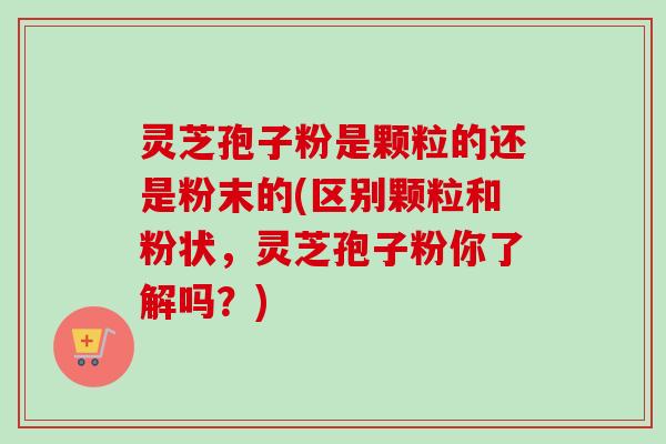 灵芝孢子粉是颗粒的还是粉末的(区别颗粒和粉状,灵芝孢子粉你了解吗?) 灵芝孢子粉是颗粒的还是粉末的(区别颗粒和粉状,灵芝孢子粉你了解吗?)