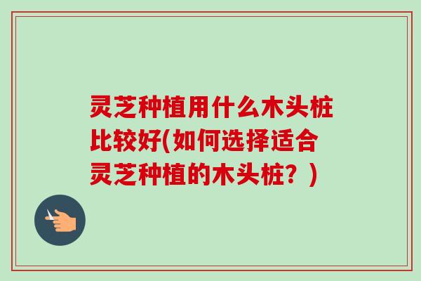 灵芝种植用什么木头桩比较好(如何选择适合灵芝种植的木头桩？)