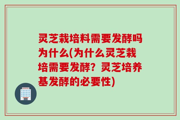 灵芝栽培料需要发酵吗为什么(为什么灵芝栽培需要发酵？灵芝培养基发酵的必要性)