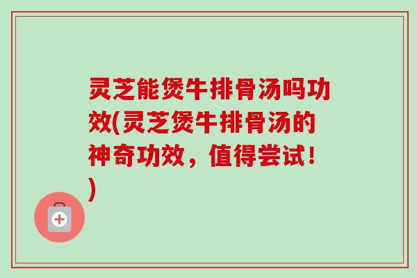 灵芝能煲牛排骨汤吗功效(灵芝煲牛排骨汤的神奇功效，值得尝试！)