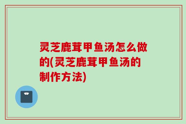 灵芝鹿茸甲鱼汤怎么做的(灵芝鹿茸甲鱼汤的制作方法) 灵芝鹿茸甲鱼汤怎么做的(灵芝鹿茸甲鱼汤的制作方法)