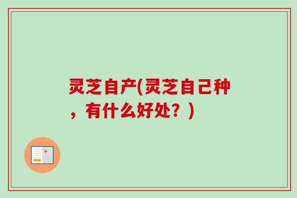 灵芝自产(灵芝自己种，有什么好处？)