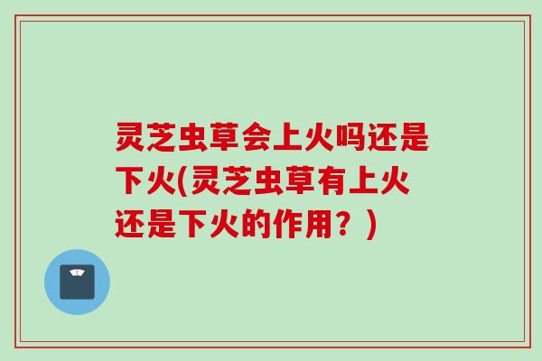 灵芝虫草会上火吗还是下火(灵芝虫草有上火还是下火的作用？)